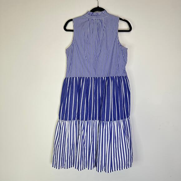 J.Crew Sleeveless tiered popover dress in mixed stripe #AK264 size small - Picture 6 of 9